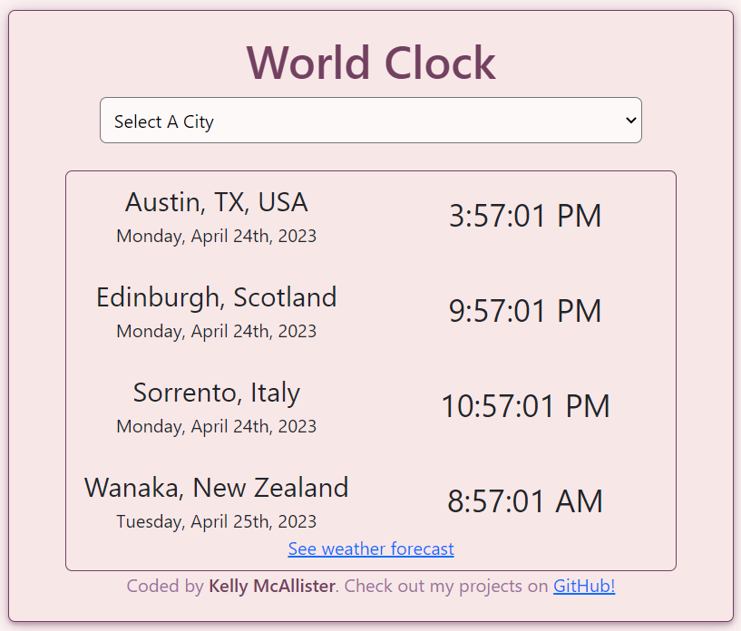 World Clock Page